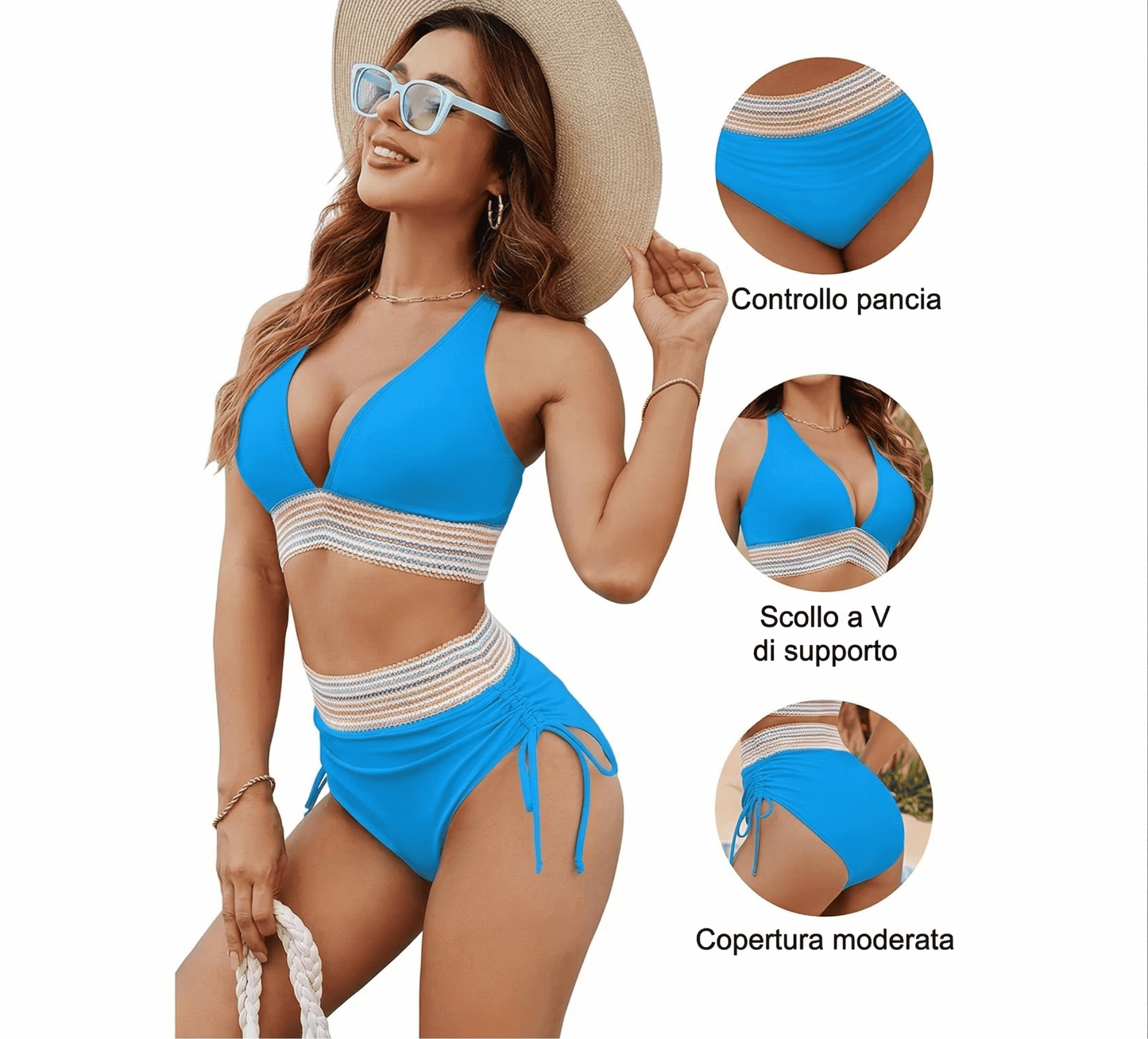 Set Bikini Modellante a Vita Alta | Design Color Block