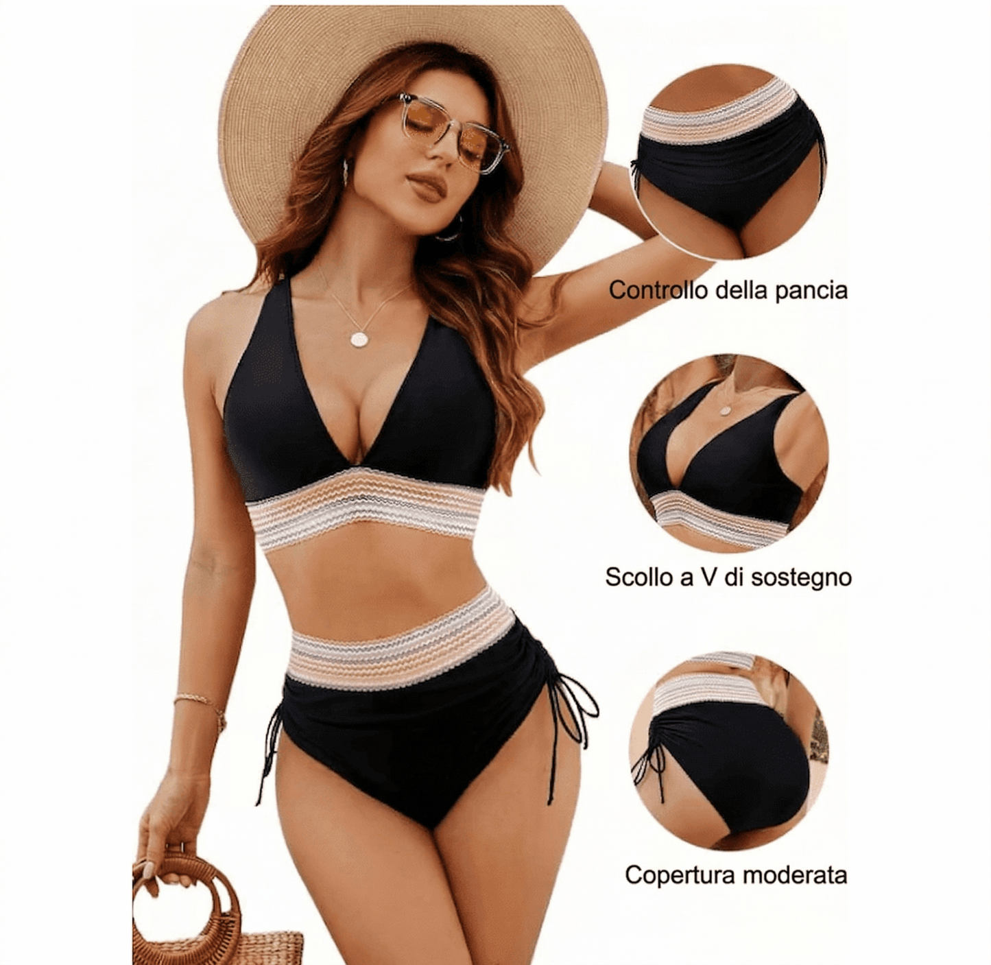 Set Bikini Modellante a Vita Alta | Design Color Block