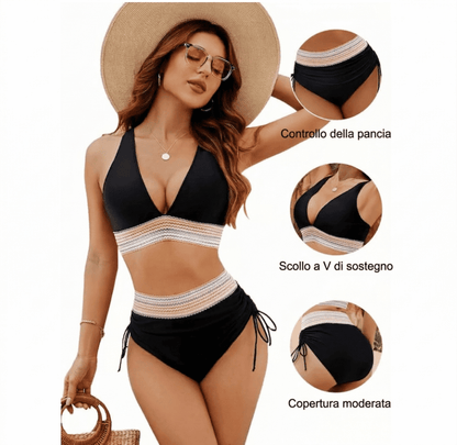 Set Bikini Modellante a Vita Alta | Design Color Block