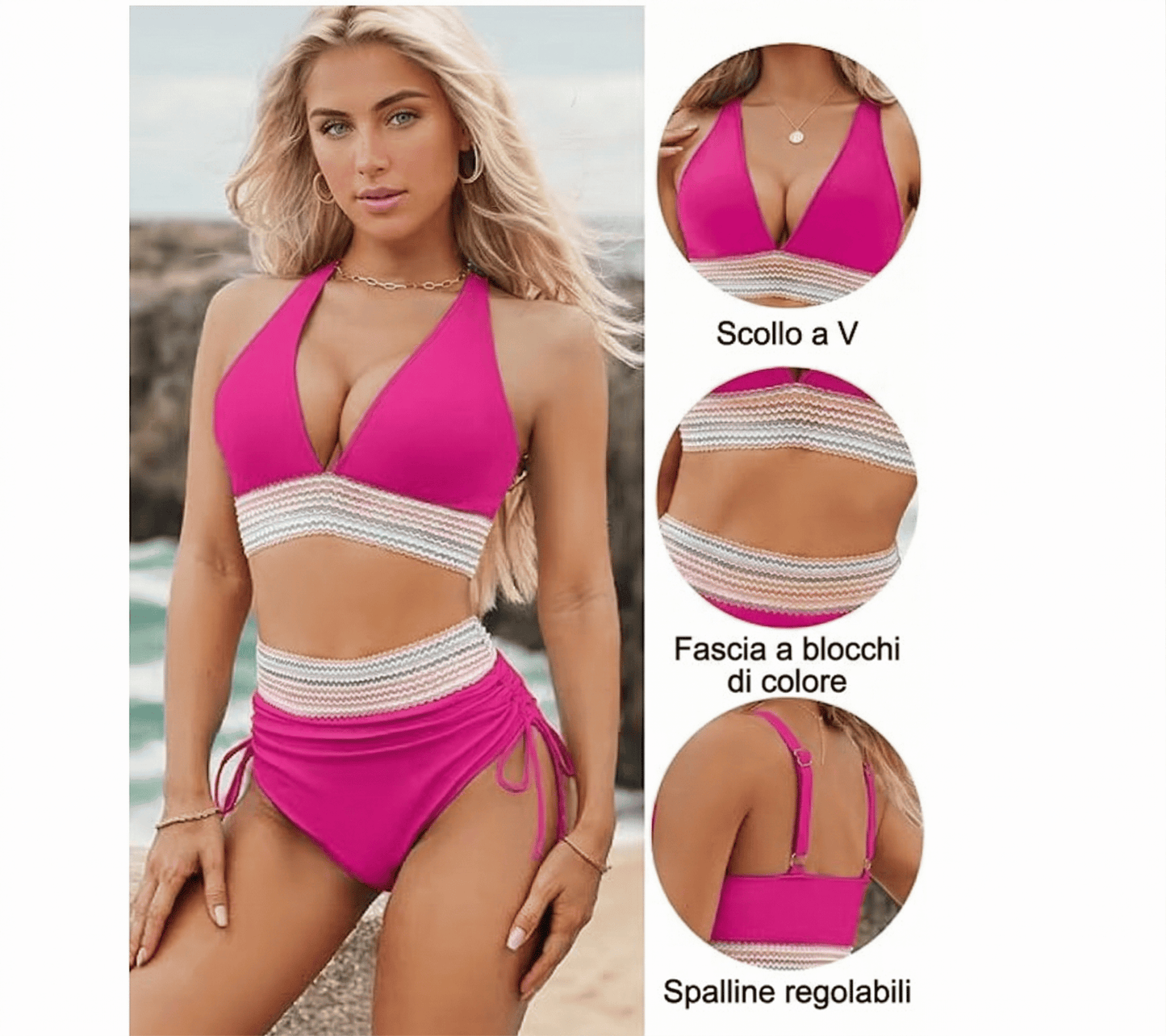 Set Bikini Modellante a Vita Alta | Design Color Block